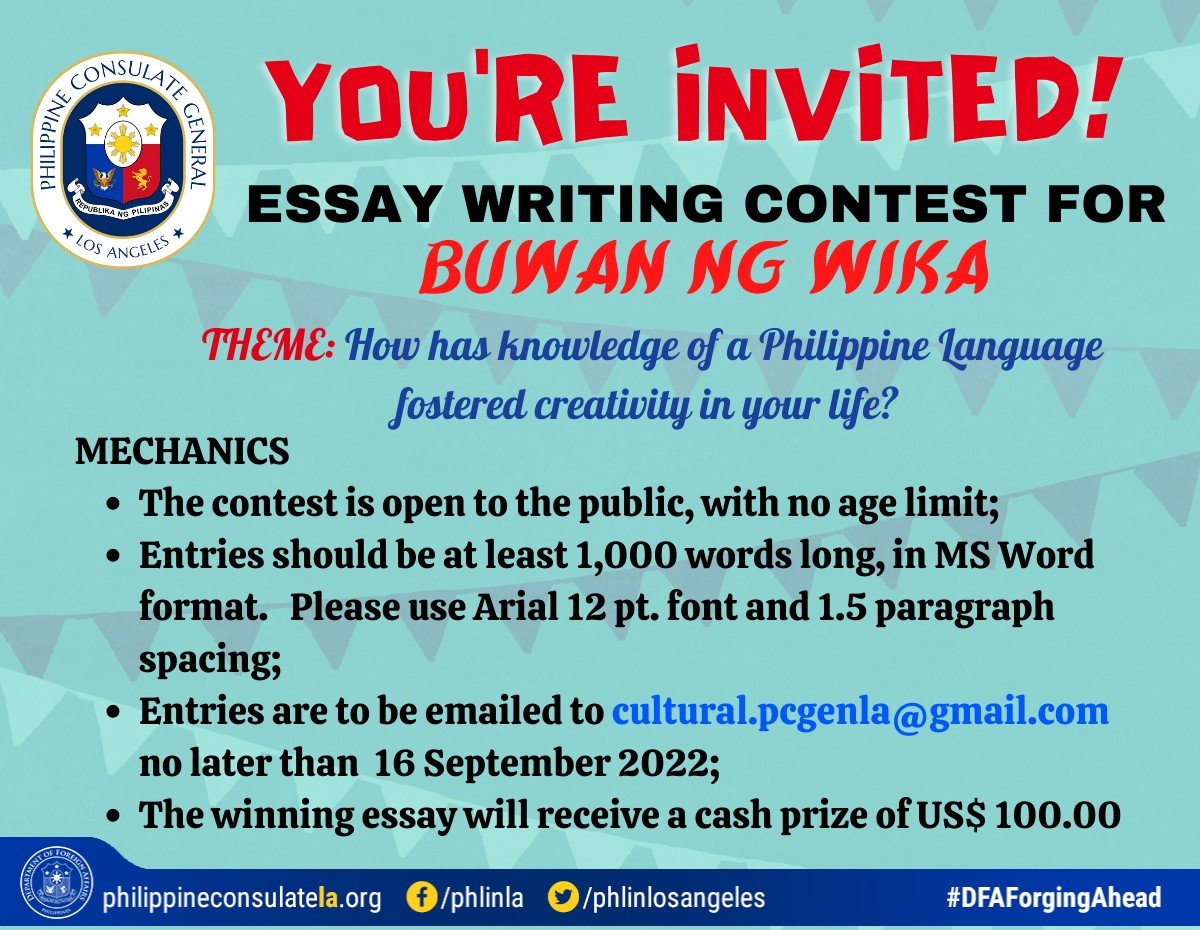 Essay Writing Contest for Buwan ng Wika – Philippine Consulate General